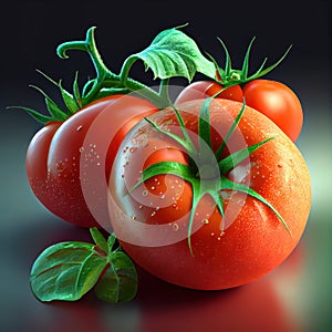 Appetizing Ripe red tomatoes with very fresh freshly washed branches - Generate Artificial Intelligence- AI photo