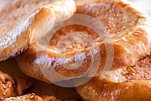 Appetizing round cakes. Close-up. Pita. White bread