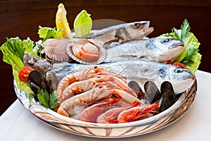 Appetizing seafood platter. photo