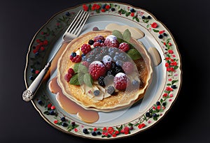 Appetizing sweet pancakes are beautiful. Oil.