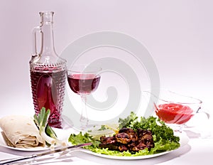 Appetizing weal kebab on skewers