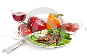 Appetizing weal kebab on skewers