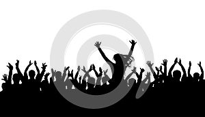 Applause crowd silhouette, cheerful people. Concert, party. Funny cheering, isolated vector. photo