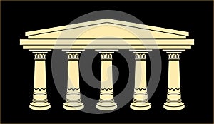 Five ancient building pillars, black background photo