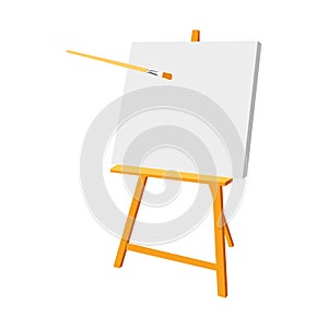 Canvas and painting brush  vector illustration  white background