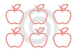 Six apple outlines arranged in two rows of three