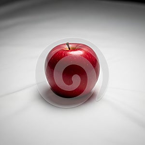 The apple appears fresh with a shiny skin and a visible stem