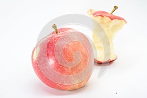 An apple and apple core