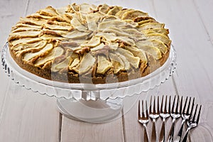 Apple Apples Cake Pie Stand Glass Fork Forks