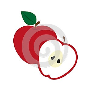 Apples, sliced vector illustration on white background