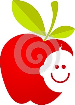 Apple with baby smiling face