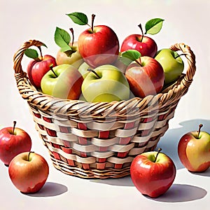 Apple basket raw apples fruit bunch healthy diet