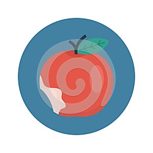 Apple bite vector flat color icon