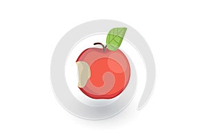 Apple with a bite isometric flat icon. 3d vector