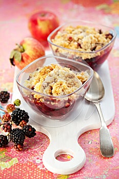 Apple and blackberry crumble