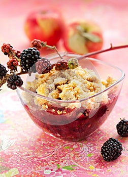 Apple and blackberry crumble