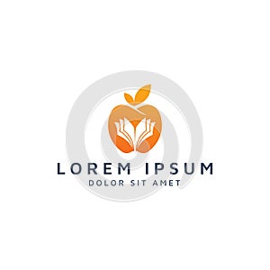 Apple and book negative space logo design