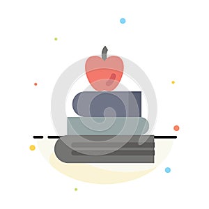 Apple, Books, Education, Science Abstract Flat Color Icon Template