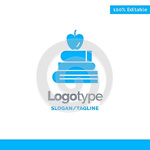 Apple, Books, Education, Science Blue Solid Logo Template. Place for Tagline