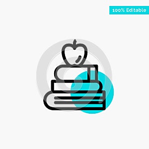 Apple, Books, Education, Science turquoise highlight circle point Vector icon