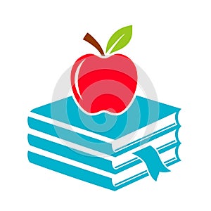 Apple and books school icon