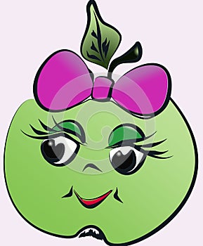 Apple with bow and smile graphic pattern