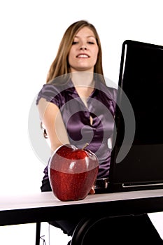 Apple and business woman