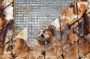 Apple cake in tin ready to eat