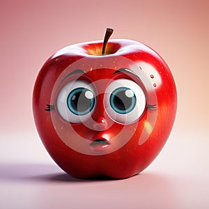 Apple in cartoon style with big eyes