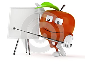 Apple character with blank whiteboard