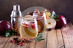 Apple cider cocktail with pomegranate