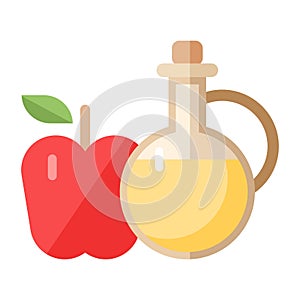 Apple cider vinegar flat clipart vector illustration