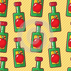 Apple cider vinegar seamless pattern vector illustration