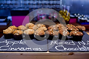 Apple Cinnamon and Mixed Nut Chocolate cup cake on black board a