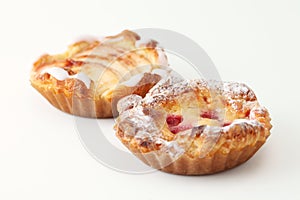 apple cinnamon pie and sour cherry pie bread isolated on white background