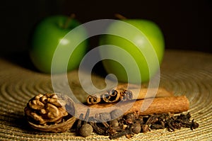 Apple, cinnamon and walnut