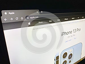 Apple.com main web page on computer screen