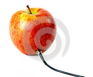 Apple connected to the cord