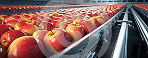 An Apple Conveyor Belt At Work Showcasing Food Production
