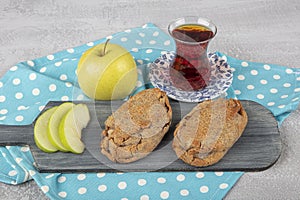 Apple cookies. Gluten-free cookies made from buckwheat flour and sweetened with apples. Cookies filled with applesauce.