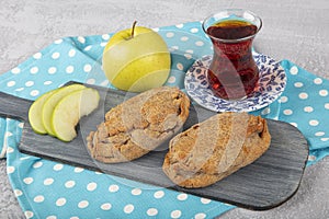 Apple cookies. Gluten-free cookies made from buckwheat flour and sweetened with apples. Cookies filled with applesauce.