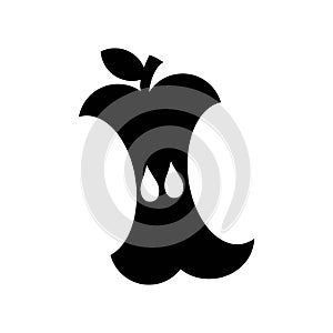 Apple core black and white flat icon