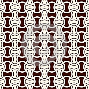 Apple core quilts texture. Bow tie motif. Seamless surface pattern design with interlocking axehead figures