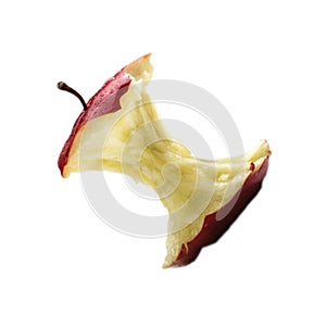 Apple core on a white