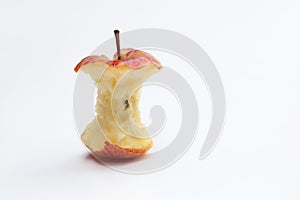 Apple core on white background