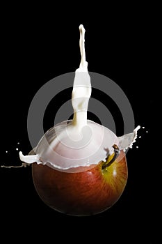 Apple covered with milk