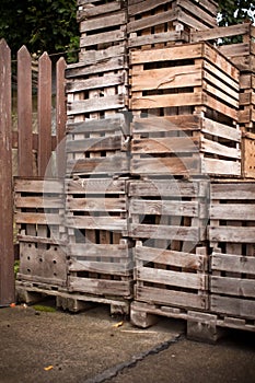 Apple crates stacked up