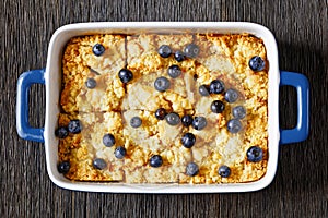 Apple Crumble topped with fresh berries, top view