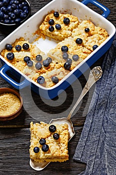 Apple Crumble topped with fresh berries, top view