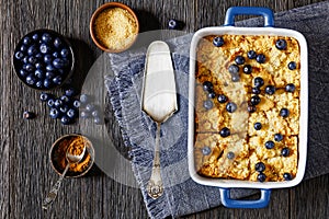 Apple Crumble topped with fresh berries, top view